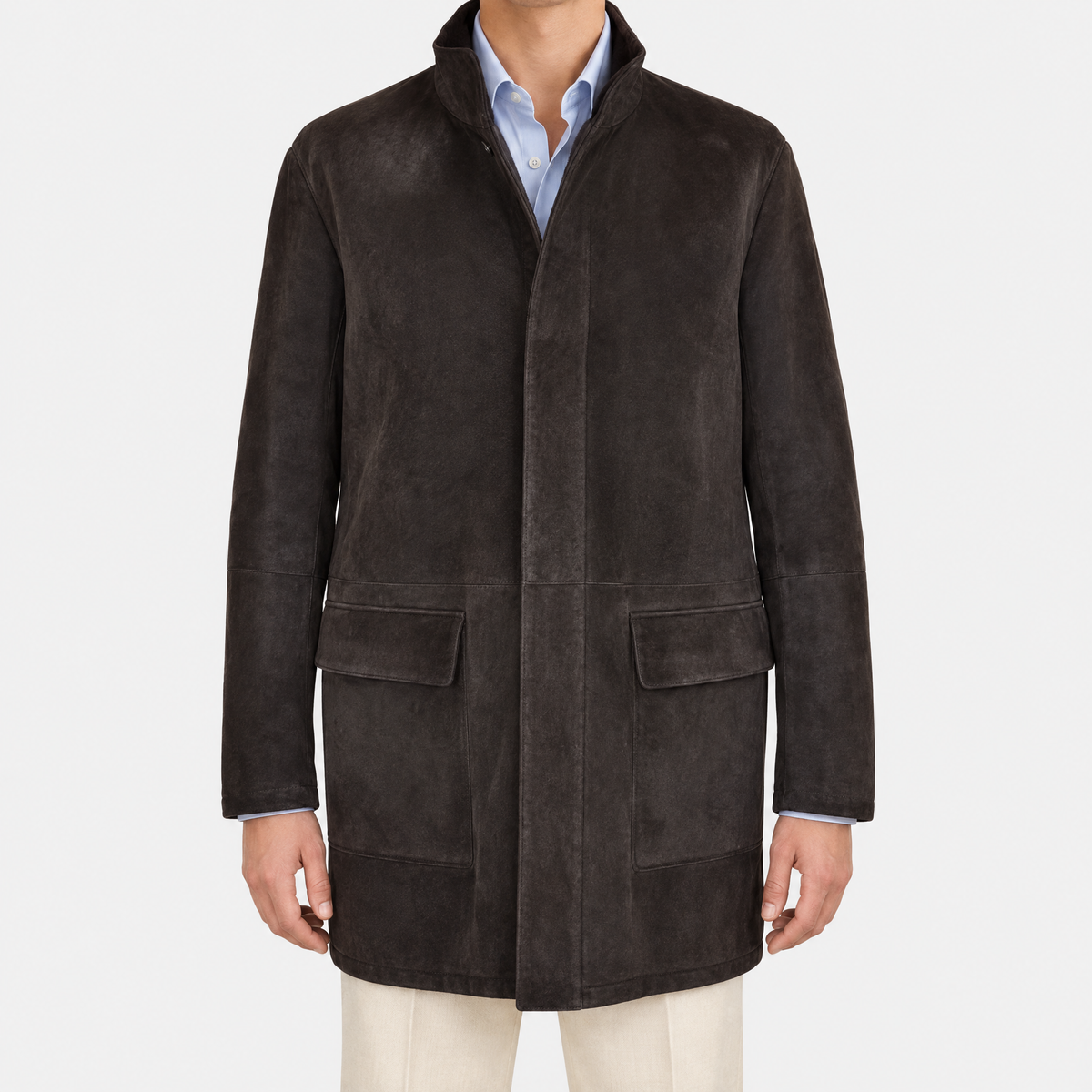 2026-10-30_Loro Piana_Dark Brown Shearling Car Coat_On-model