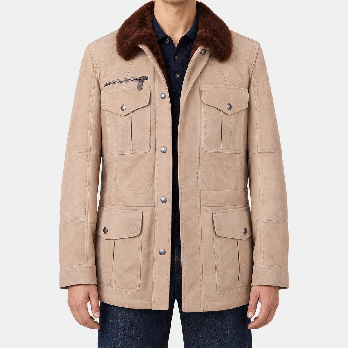 2026-10-26_Brunello Cucinelli_Suede Shearling Safari Jacket Beige_On-model
