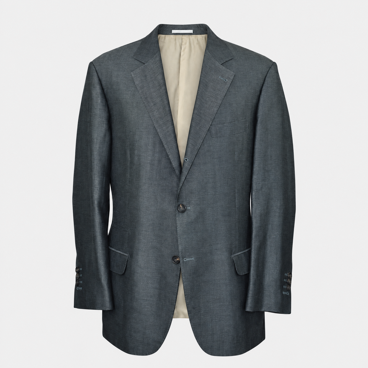 Grey Herringbone Blazer Wool