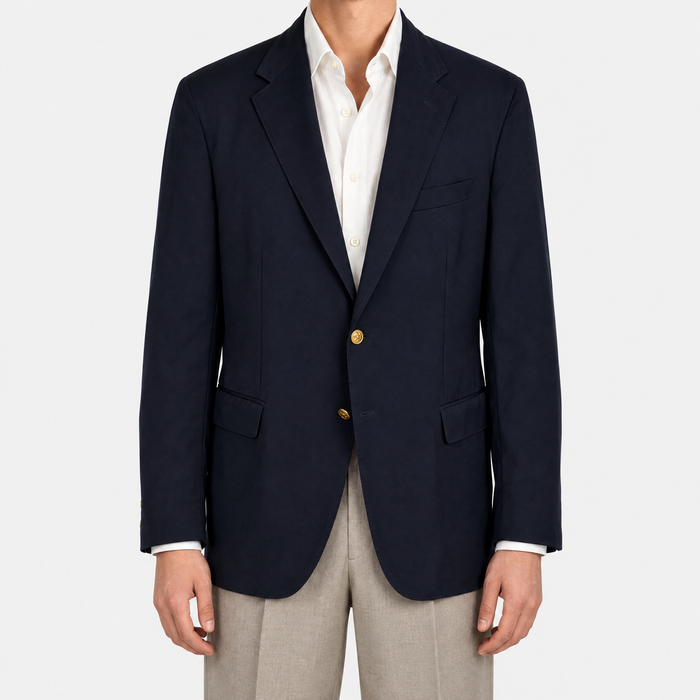 Wool Blazer Navy Gold Buttons