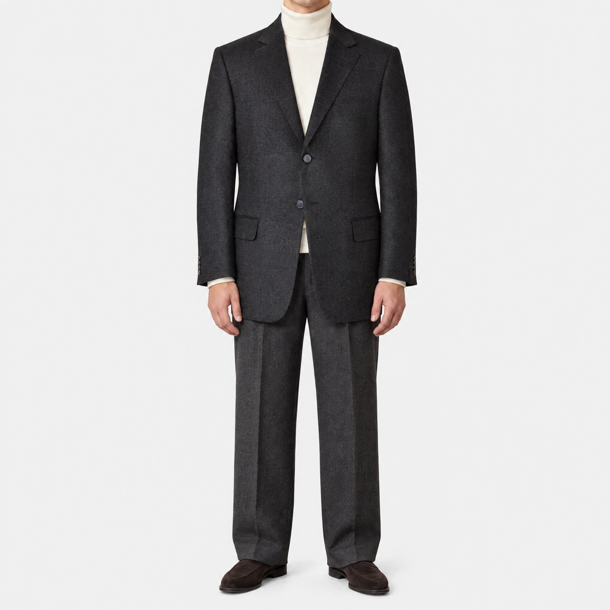 Charcoal Checked Wool-Angora Blazer