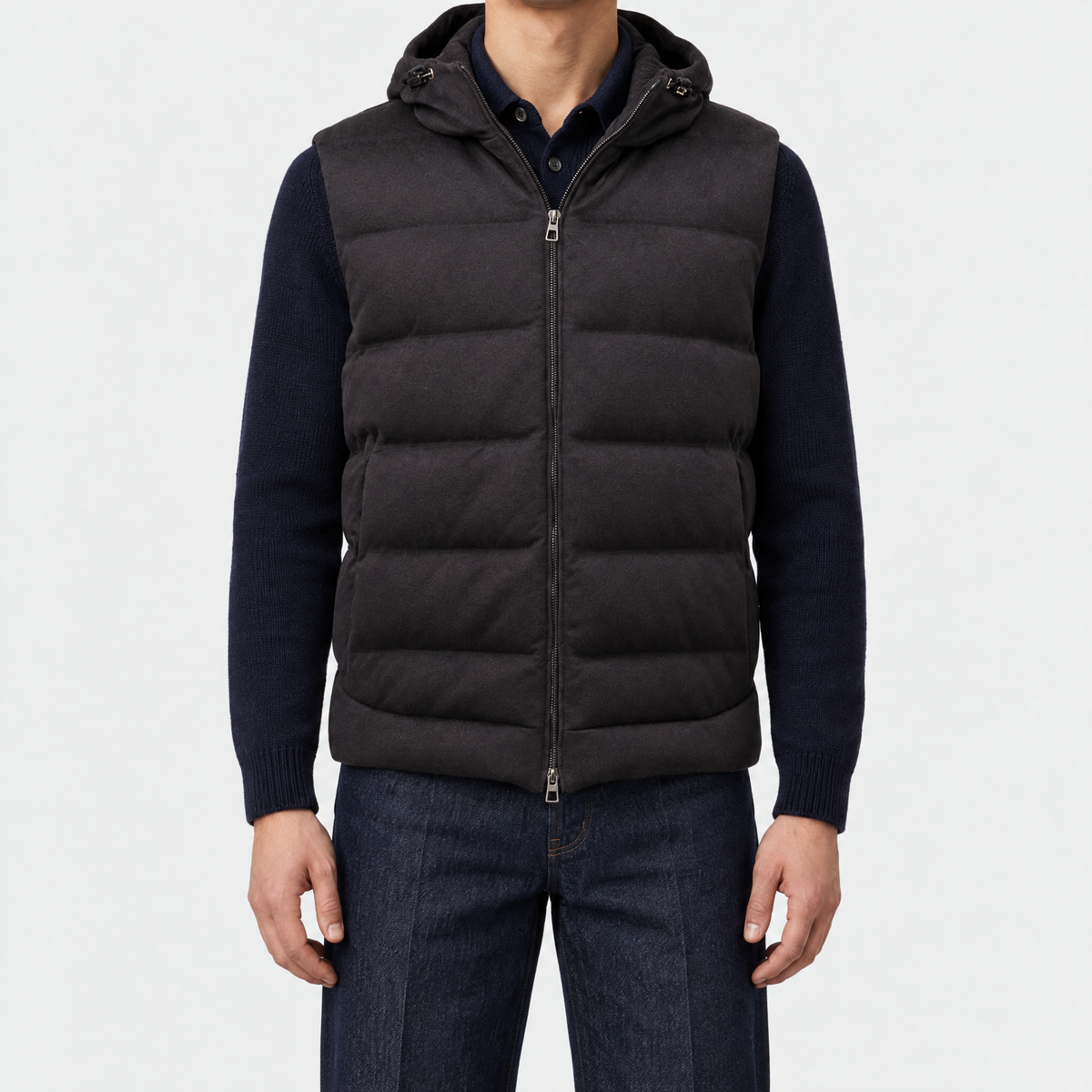 Dark Charcoal C.O.L.D. Cashmere Puffer Down Vest