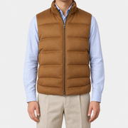 On-model | Camel Fillmore Cashmere Down Vest