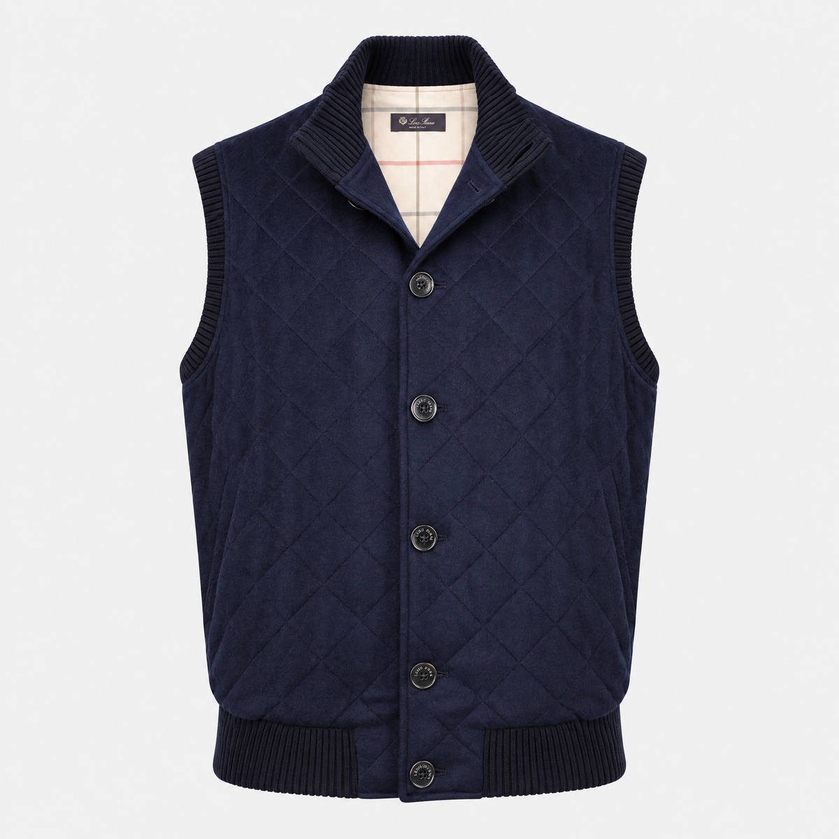 Navy Quilted Carry Cashmere Gilet