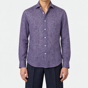 2026-10-30_Brunello Cucinelli_Aubergine Melange Linen Shirt_On-model