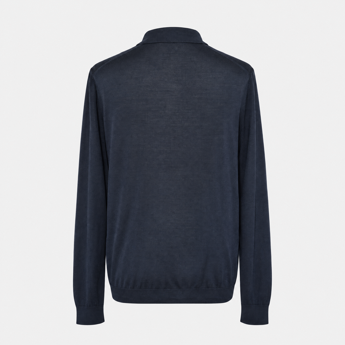 Navy Silk Longsleeve Polo