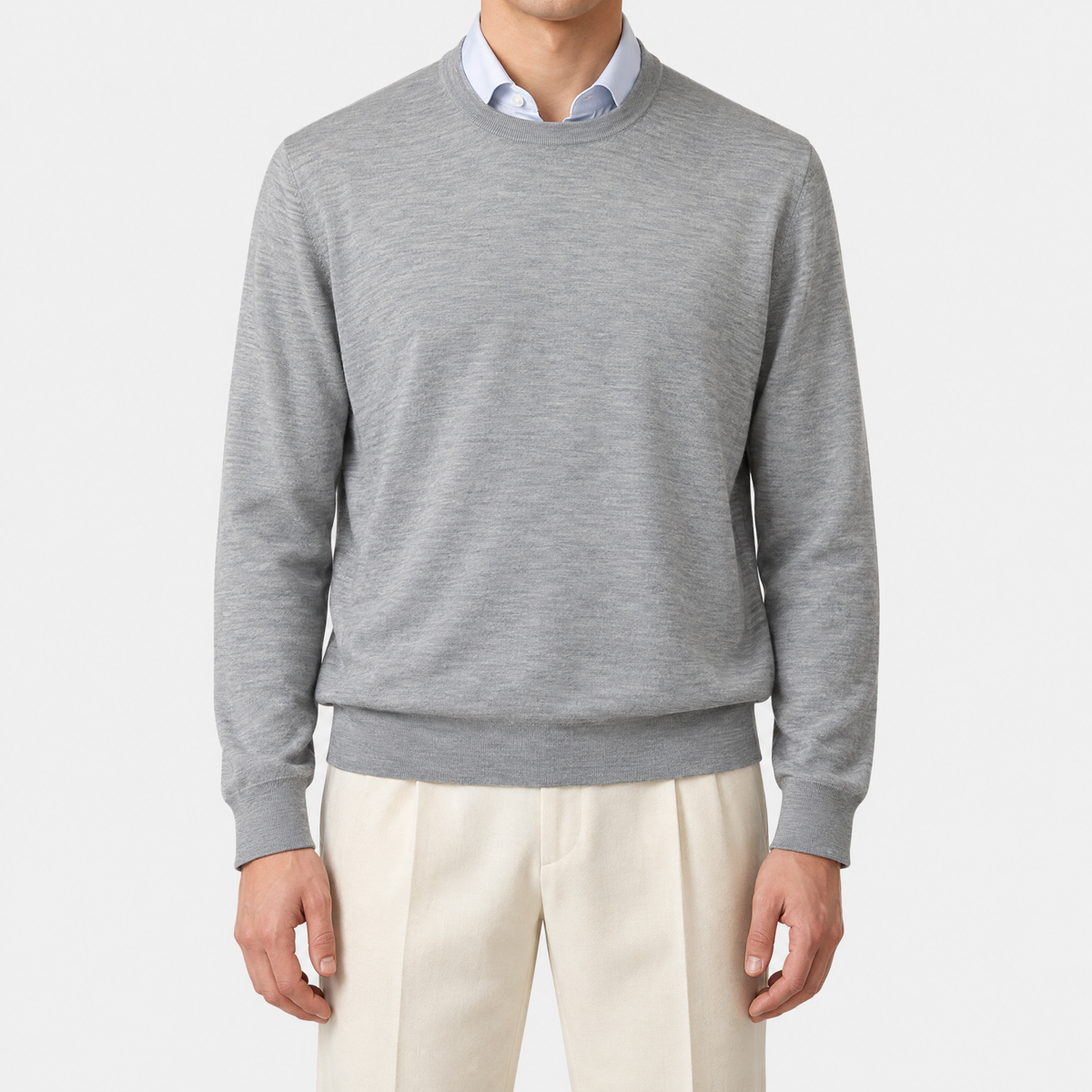 Grey Crewneck Cashmere/Silk