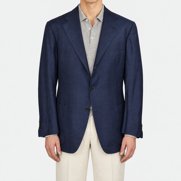 Navy Blue Silk/Linen Blazer