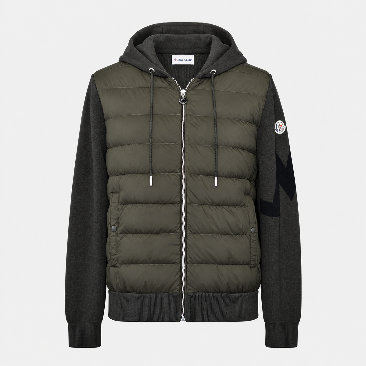 Khaki Hybrid Fabric Down Jacket (L)