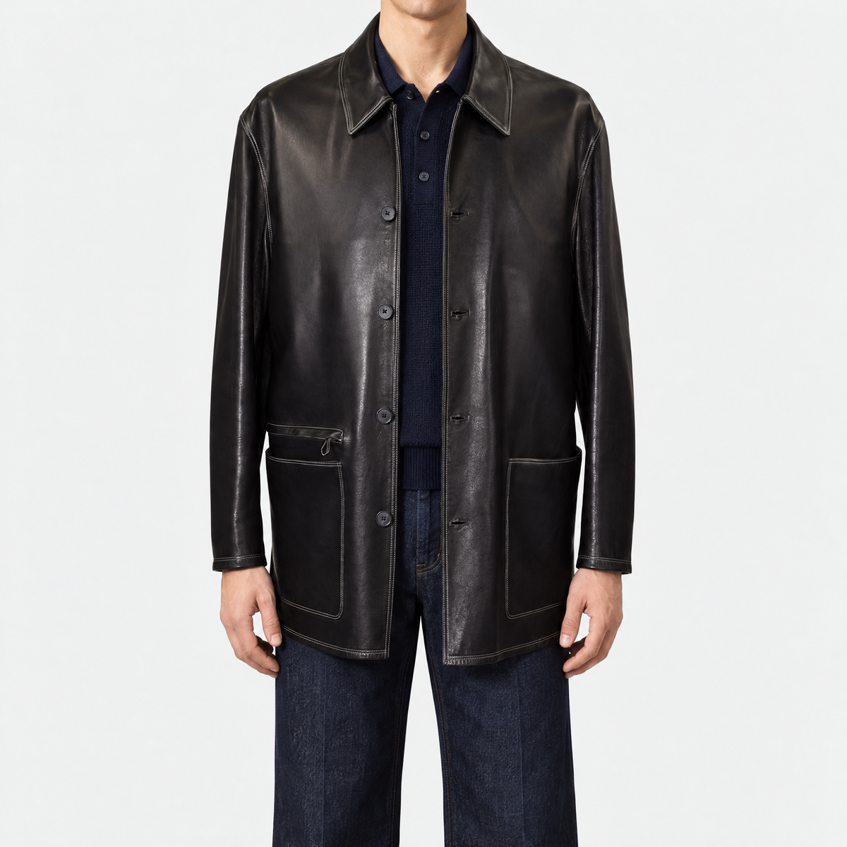 On-model | Dark Brown Leather Jacket