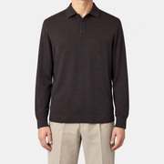Dark Brown Baby Cashmere Longsleeve Polo (EU 56)