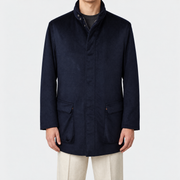 Navy Traveller Cashmere Coat