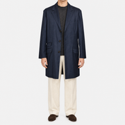 On-model | Navy Light Coat Virgin Wool / Silk