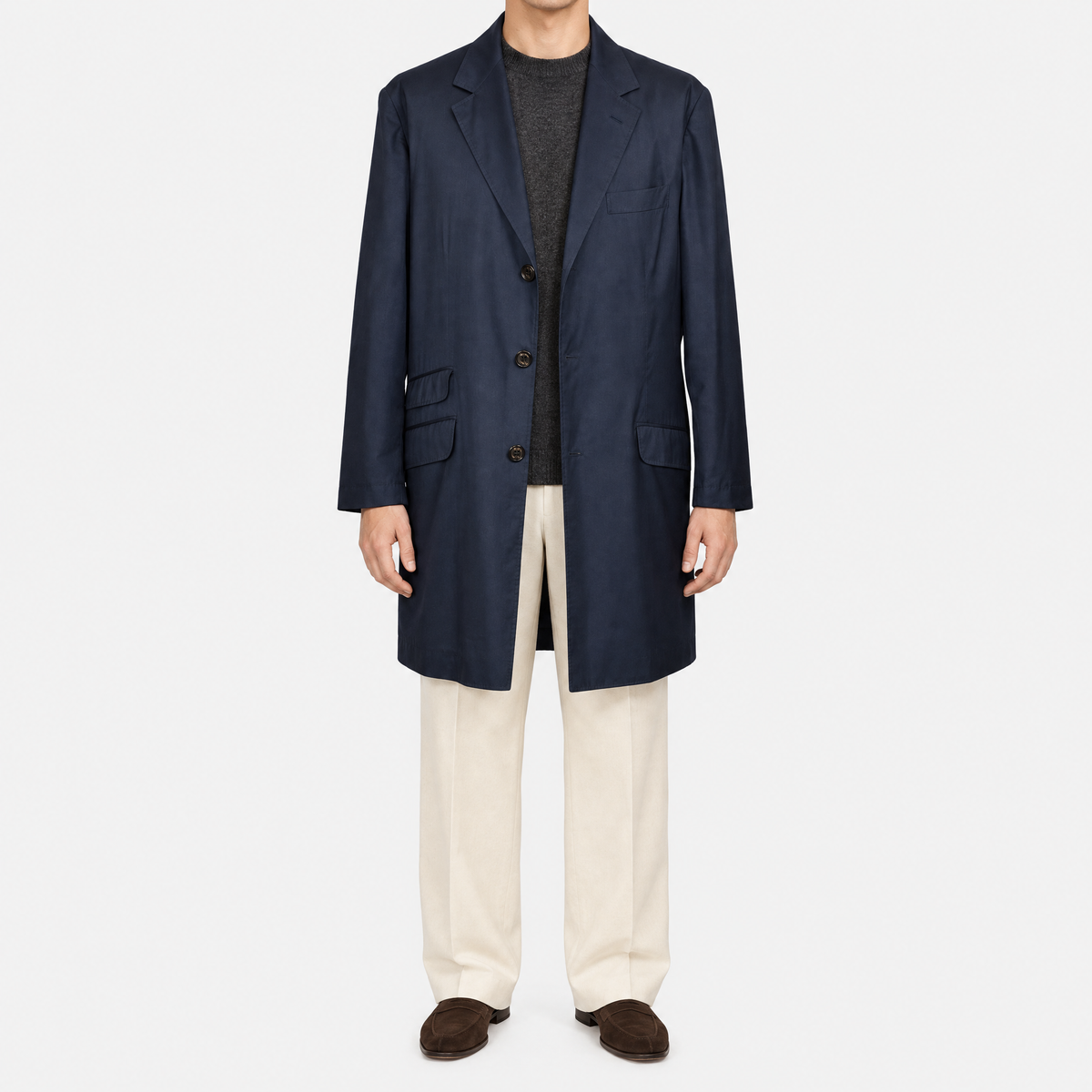 Navy Light Coat Virgin Wool / Silk