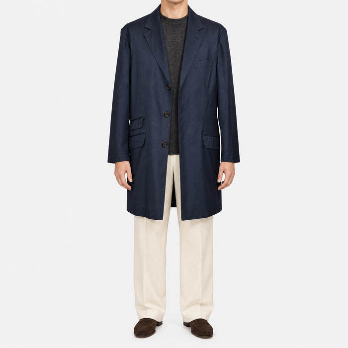 Navy Light Coat Virgin Wool / Silk