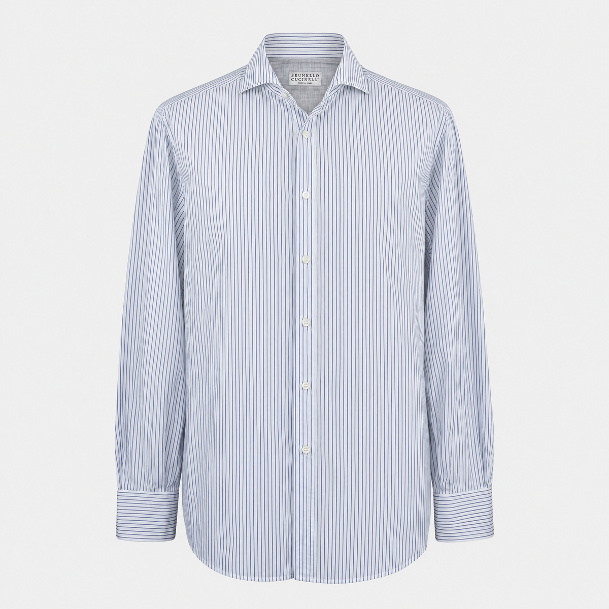 White Navy Stripe Cotton Shirt