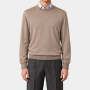 On-model | Beige Crewneck Cashmere Silk