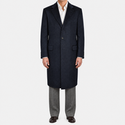 Dark Navy Herringbone Cashmere Coat (EU 50)