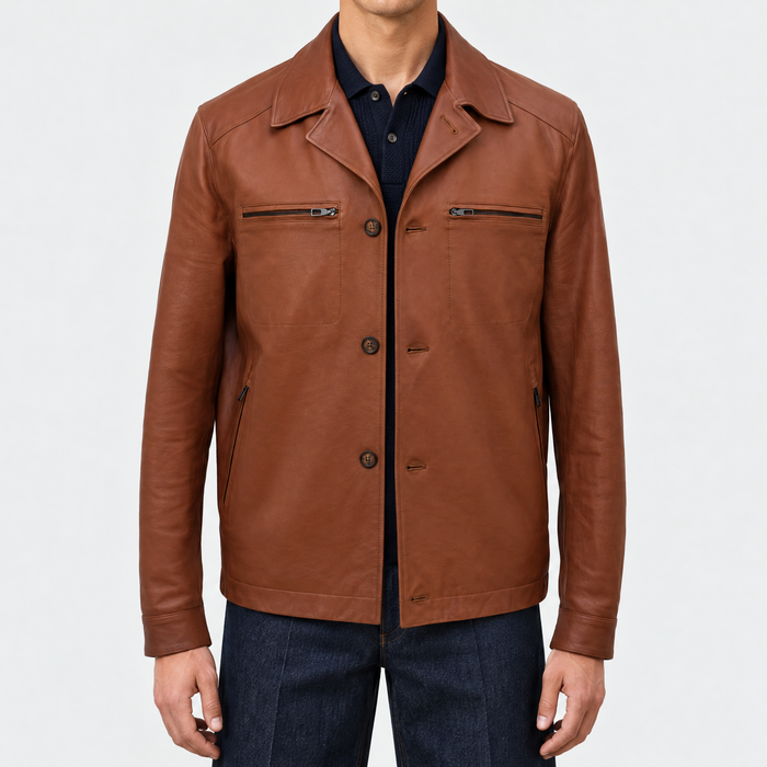 Brown Calf Leather Jacket