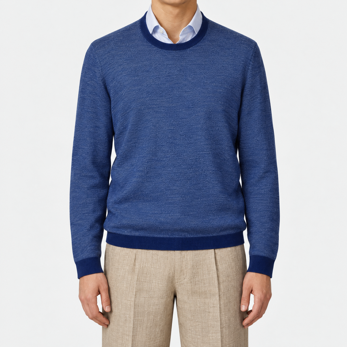 Electric Blue Melange Wool/Cashmere Sweater (EU 56)