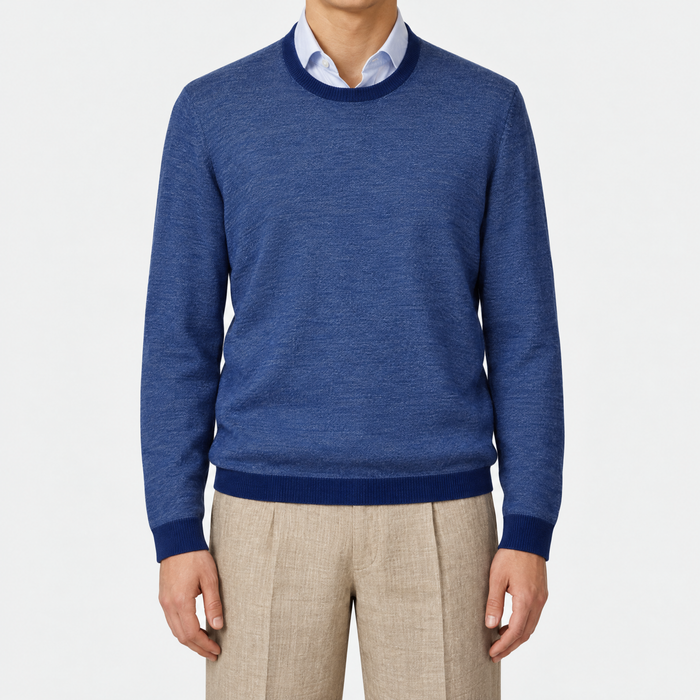 Electric Blue Melange Wool/Cashmere Sweater (EU 56)