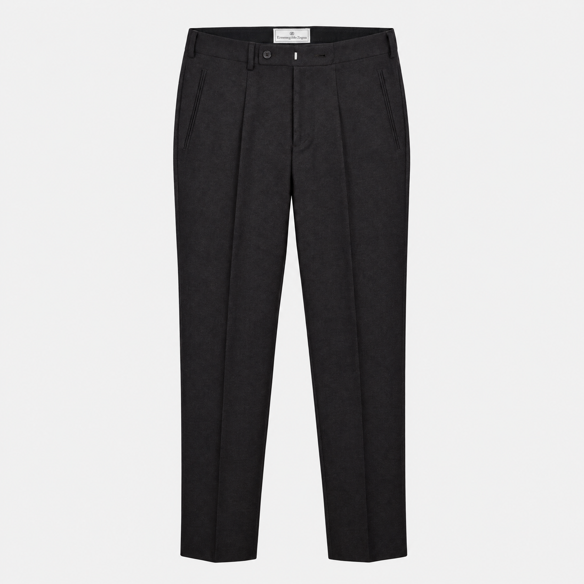 Dark Grey-Brown Pleated Wool Trousers