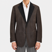 2026-10-29_Giorgio Armani_Brown Leather Peak Lapel Blazer_On-model