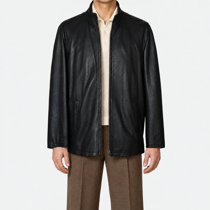 Black Leather Zip Jacket