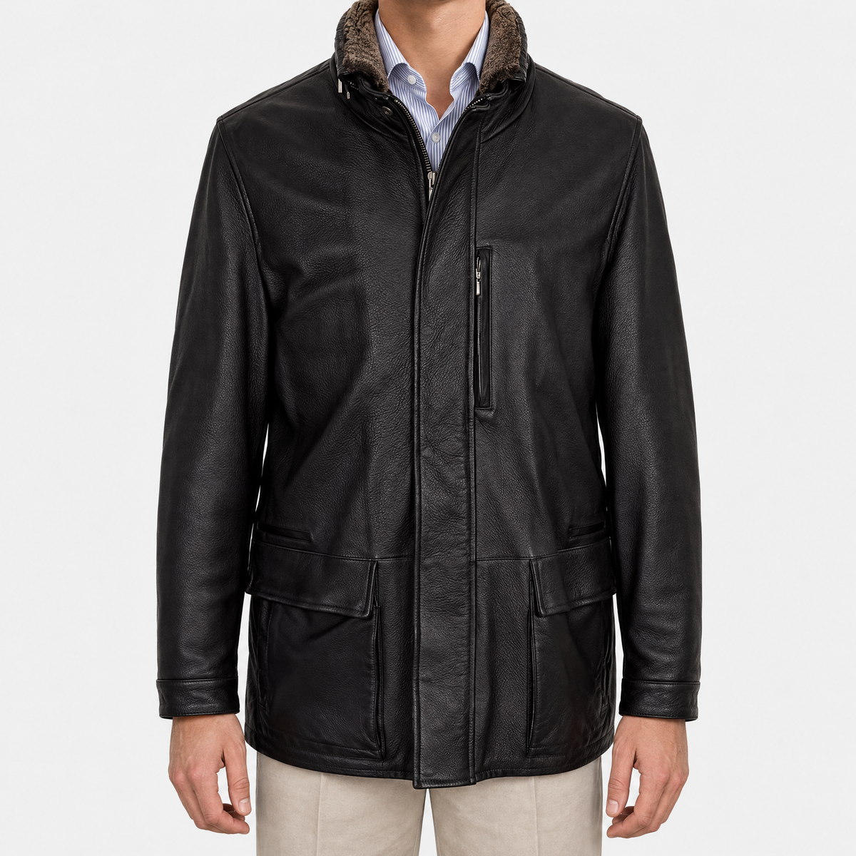 2026-10-26_Zegna_Black Deerskin Jacket with Shearling Collar_On-model