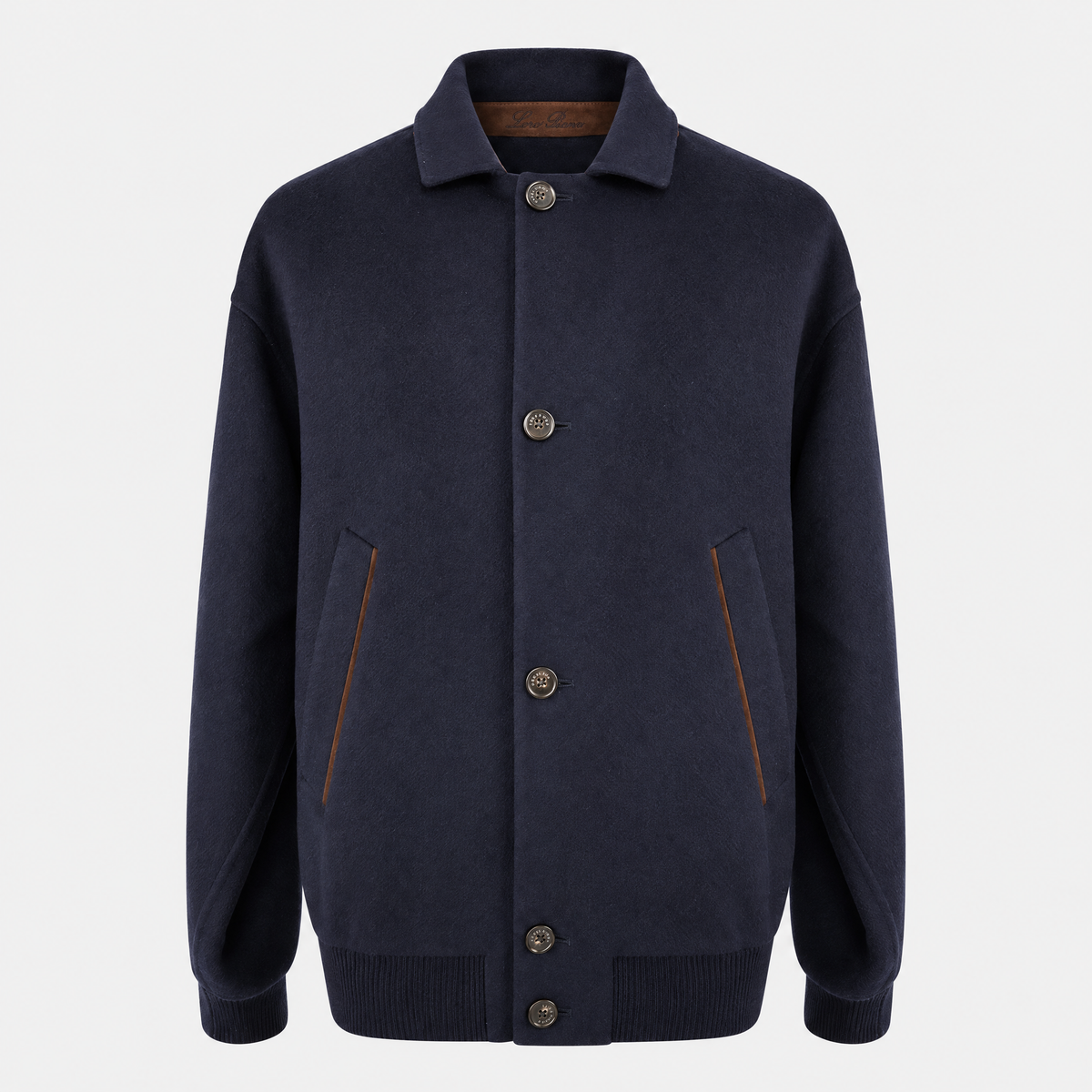 Navy Cashmere Bomber Jacket