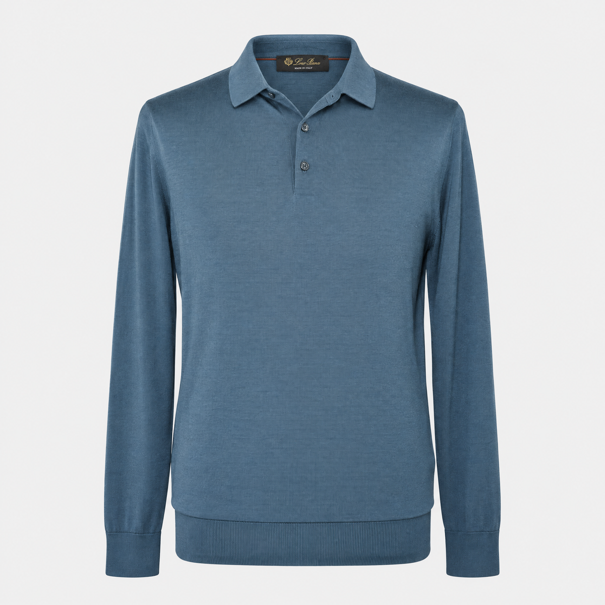 Garment front | Petrol Virgin Wool Longsleeve Polo (EU 52)