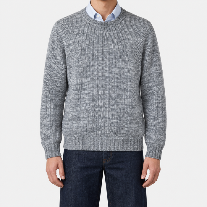 Grey-White Melange Cashmere Sweater (EU 56)