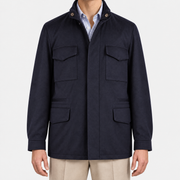 On-model | Navy Cashmere Traveller Jacket