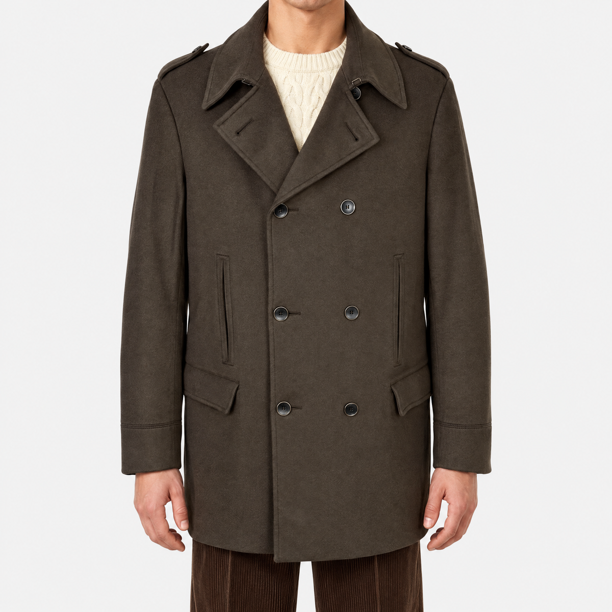 2026-10-29_Loro Piana_Storm System Cashmere Peacoat with Suede Details_On-model