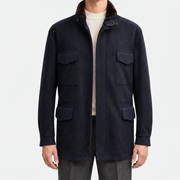Navy Traveller Vicuña Jacket with Mink Collar