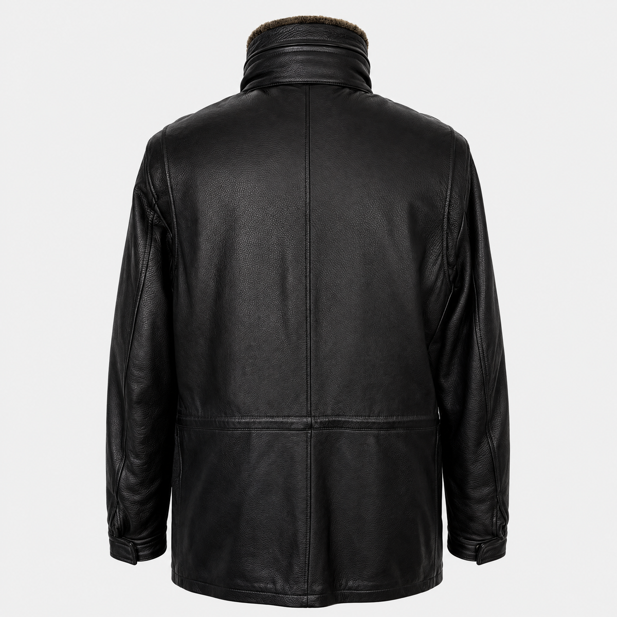 Black Deerskin Jacket with Shearling Collar