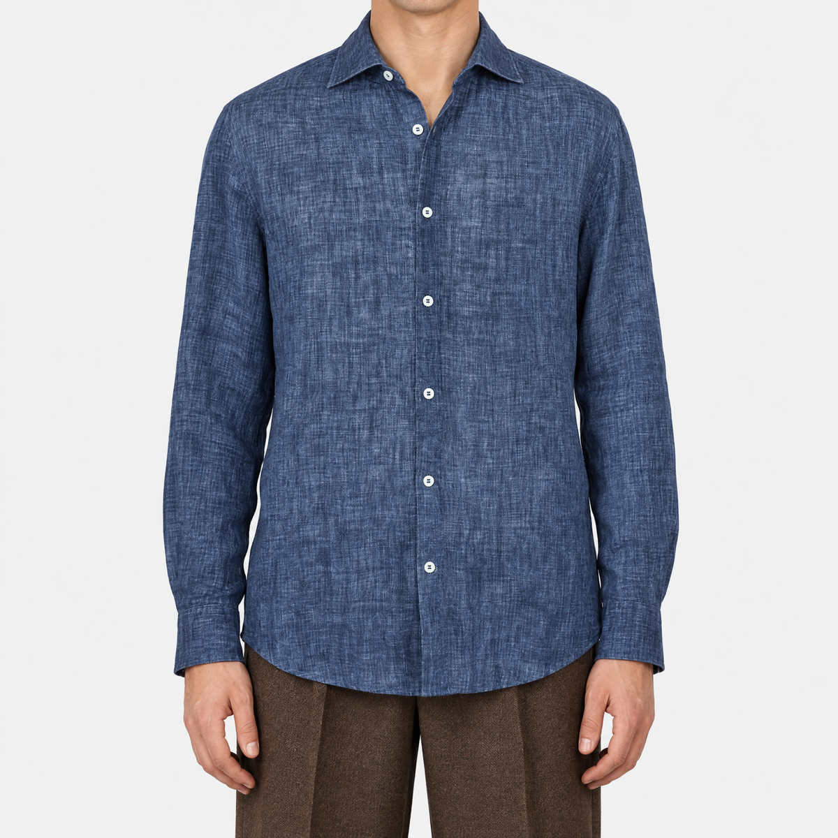 Navy Melange Linen Shirt