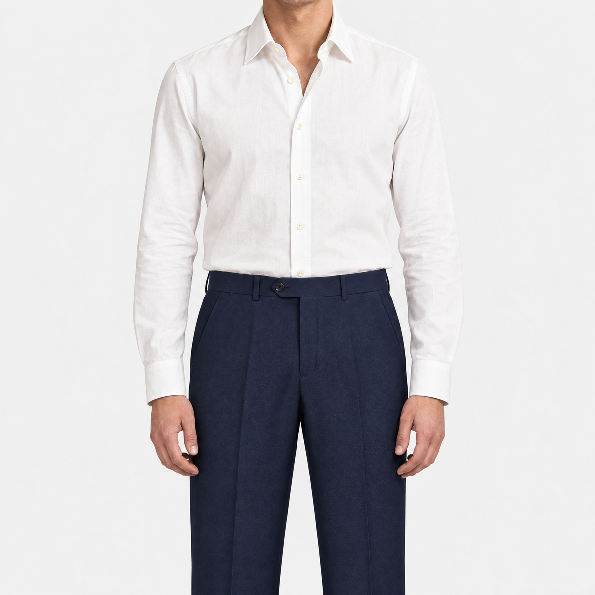 Navy Virgin Wool Trousers