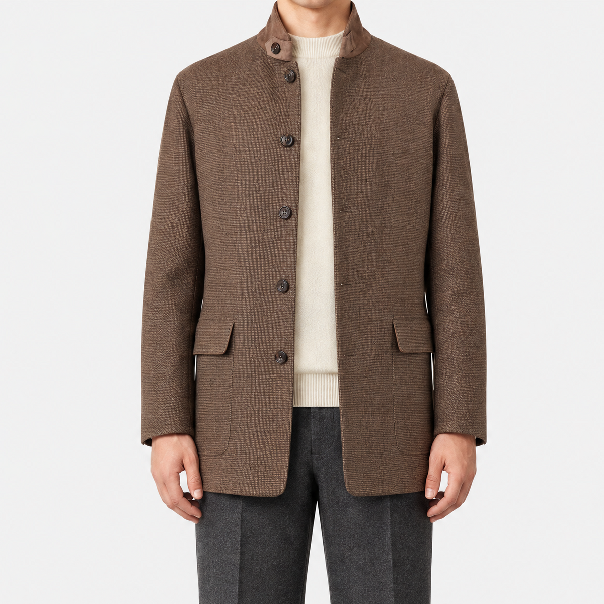Brown The Stables Cashmere Silk Wool Jacket
