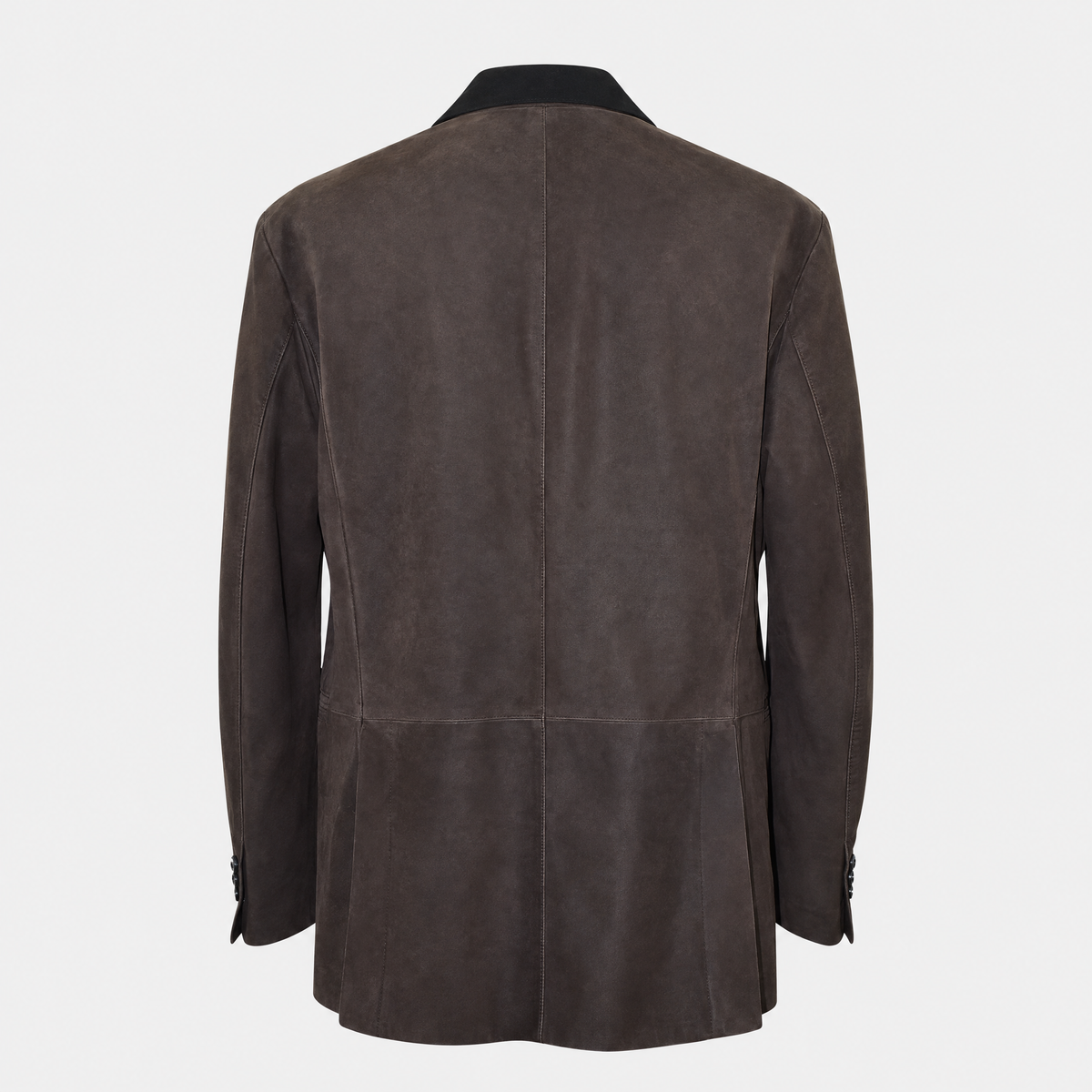 Brown Leather Peak Lapel Blazer