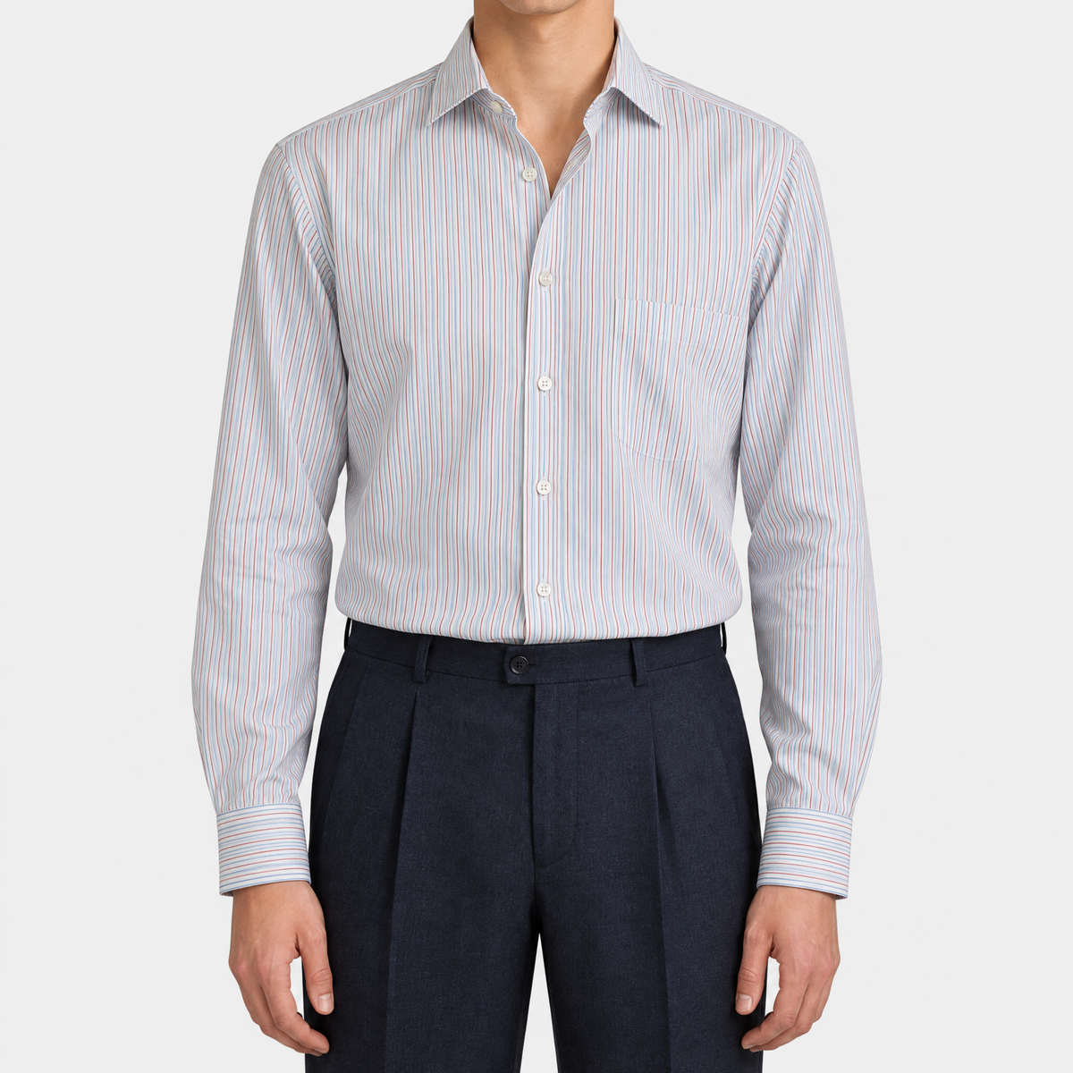 White Red Blue Stripe Shirt