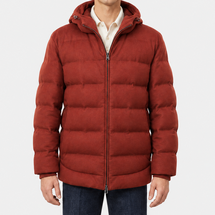 Red C.O.L.D. Cashmere Puffer Down Jacket