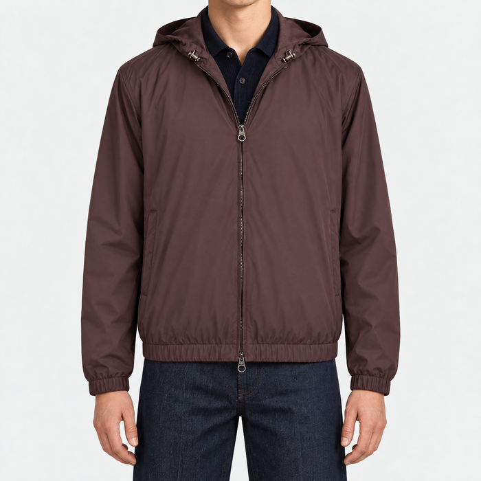 Purple Reversible Hooded Cashmere Bomber