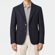 On-model | Navy Novalis Cashmere Jersey Jacket