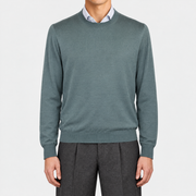 On-model | Green Cashmere Silk Sweater