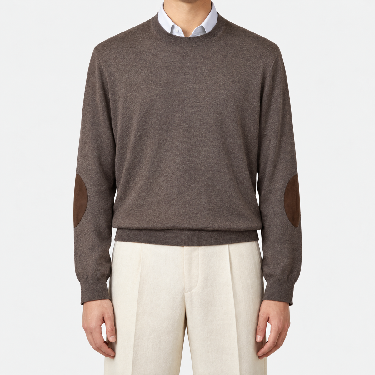 Brown Cashmere Silk Crewneck