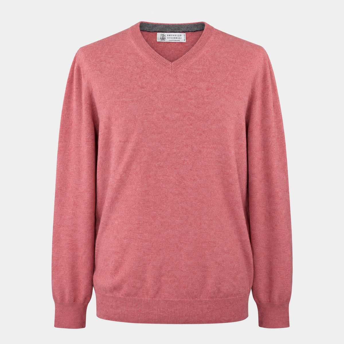 Coral Red V Neck Sweater Cashmere