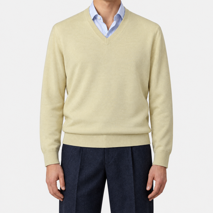 Yellow V Neck Cashmere