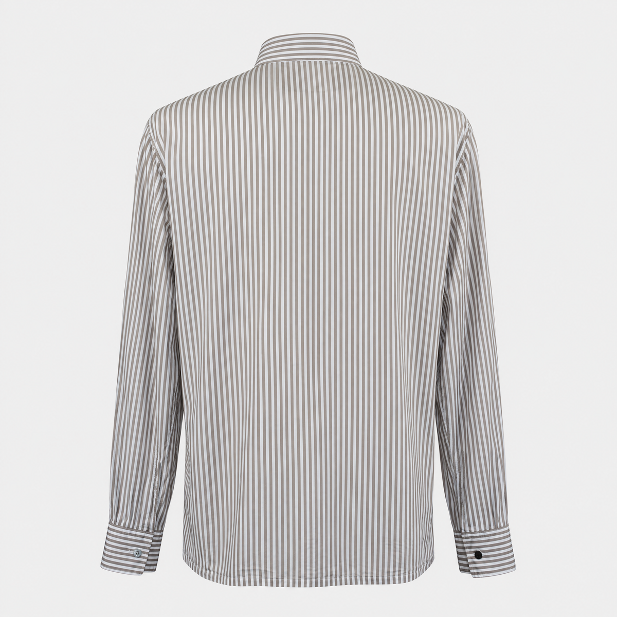 Taupe Stripe Cotton Shirt with Floral Print