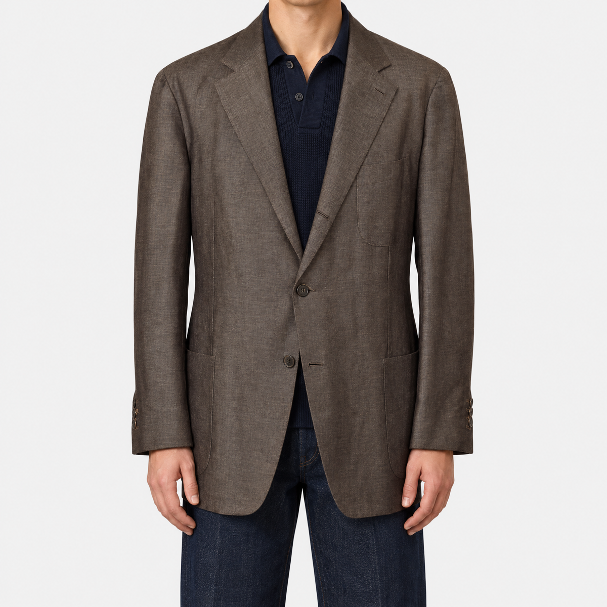 Brown Blazer Linen Cotton